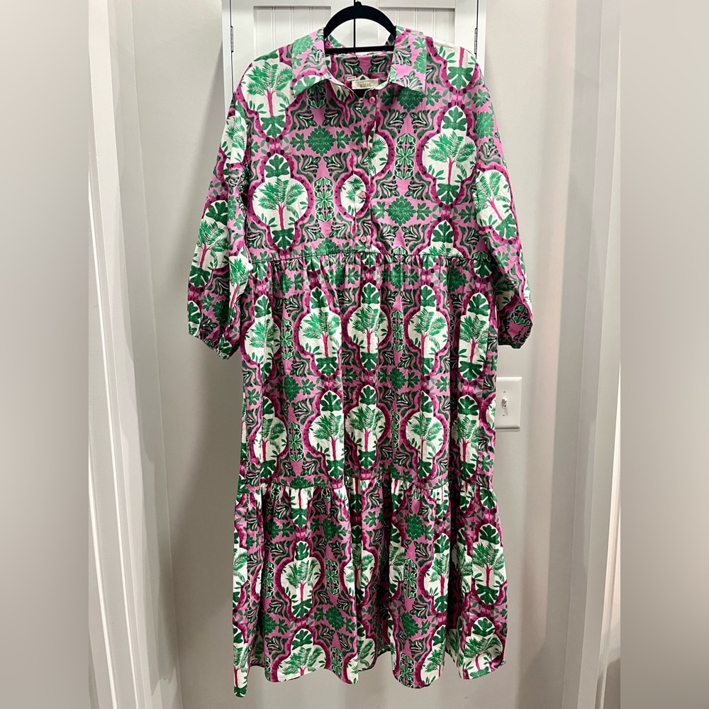 Maeve Pink and Green Patterned Dress